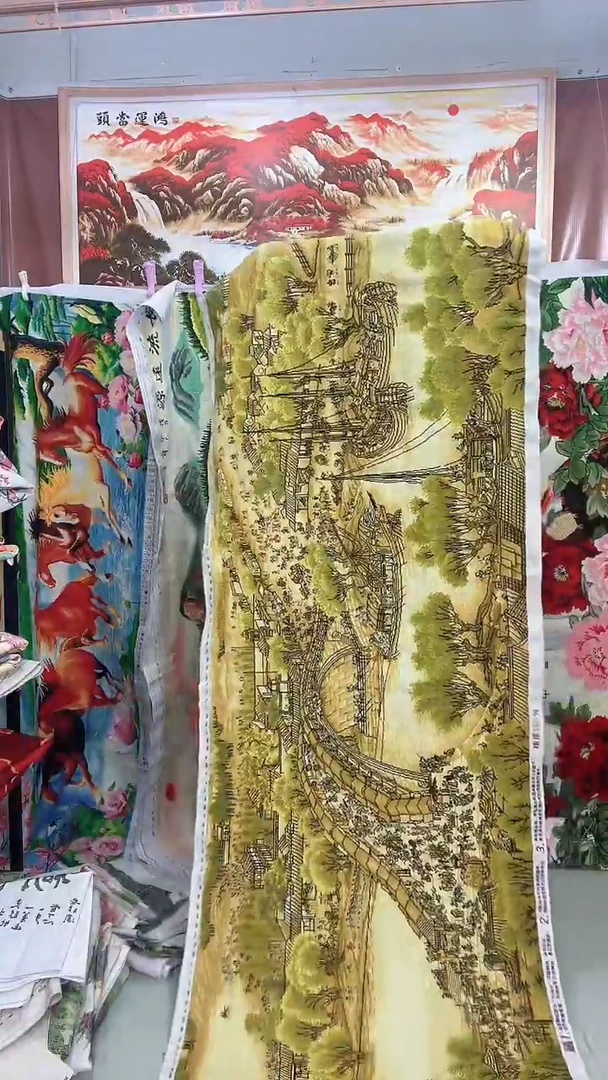 棉  3米的清明上河图   满绣