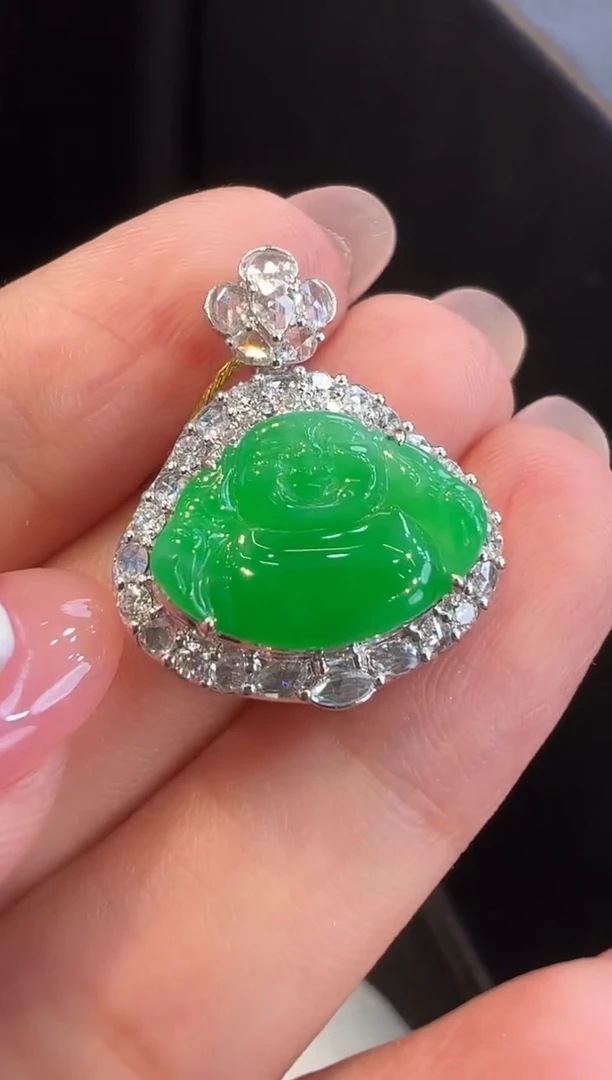 吊坠(不含链)18K金镶嵌翡翠吊坠