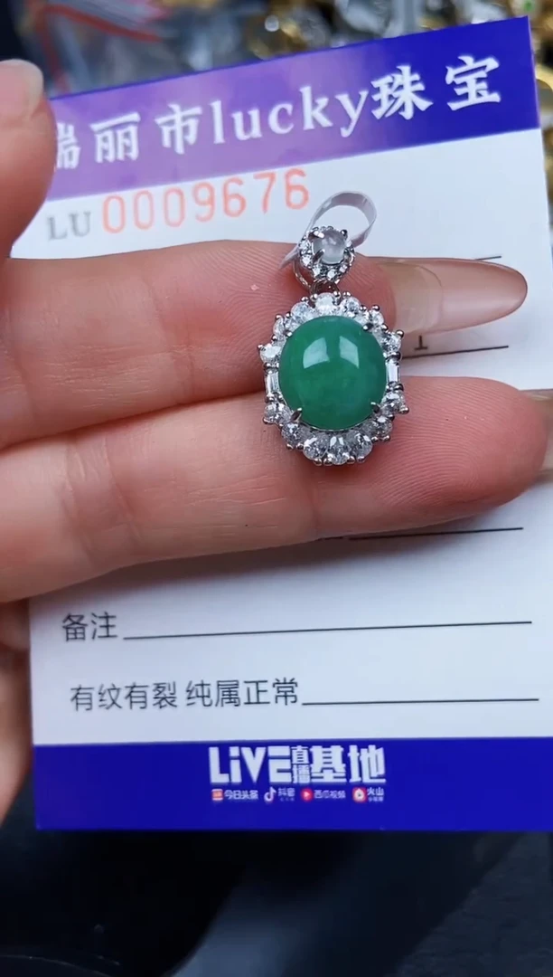 翡翠银S925镶嵌颈饰9676