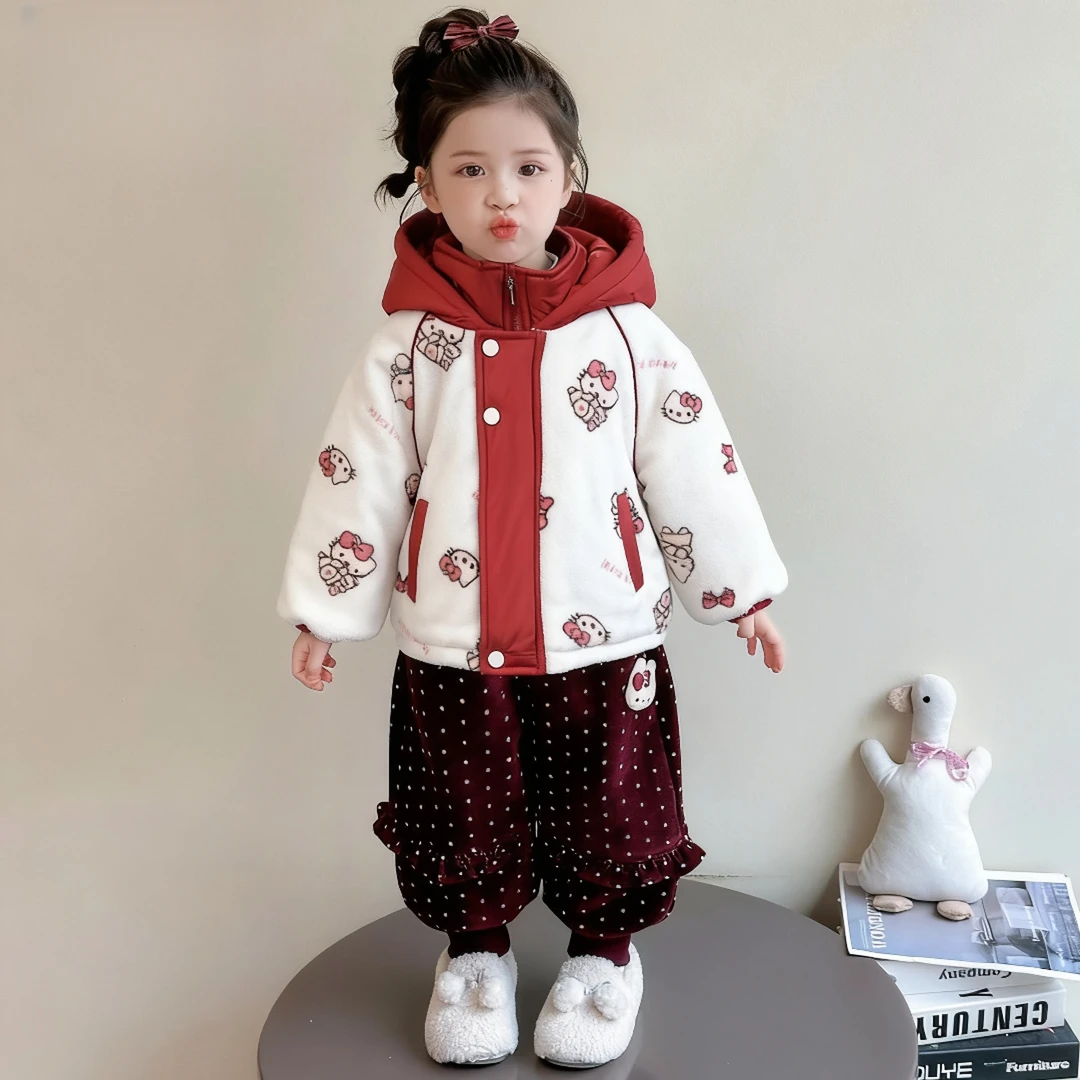 女童冬季假两件外套2025新款洋气宝宝保暧棉袄儿童秋冬夹棉加厚