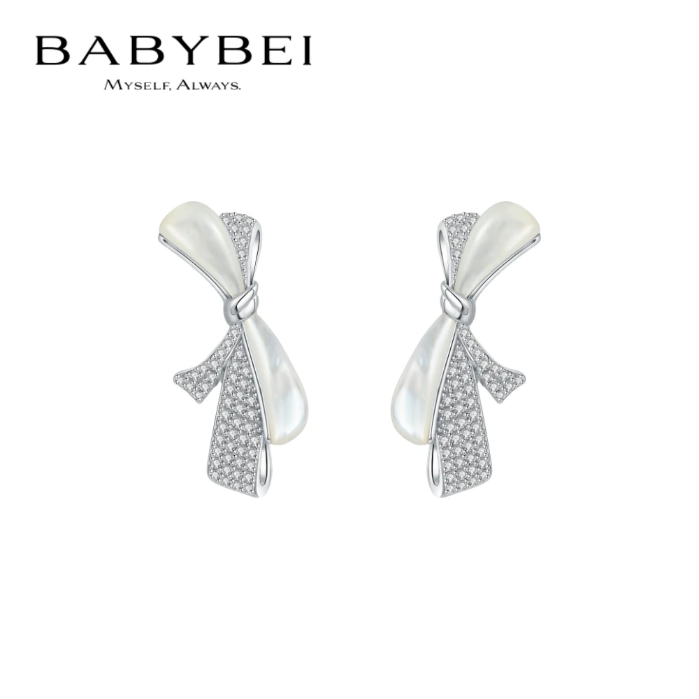 BABYBEI/初贝 925银耳饰 蝴蝶结耳钉母贝仙气优雅甜美小众设计师