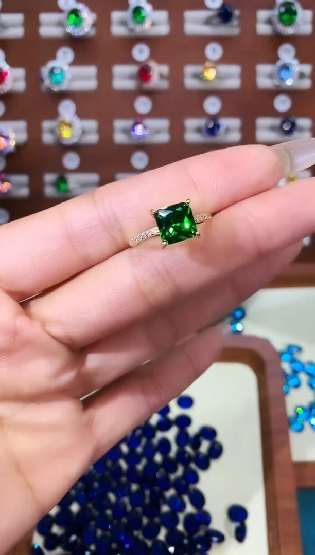 银S925镶嵌戒指碧玺8金色