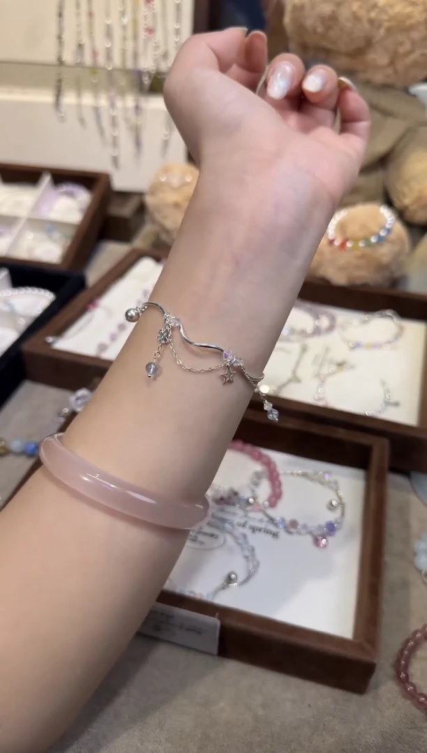 银S925镶嵌手链水晶银链条雪花精灵
