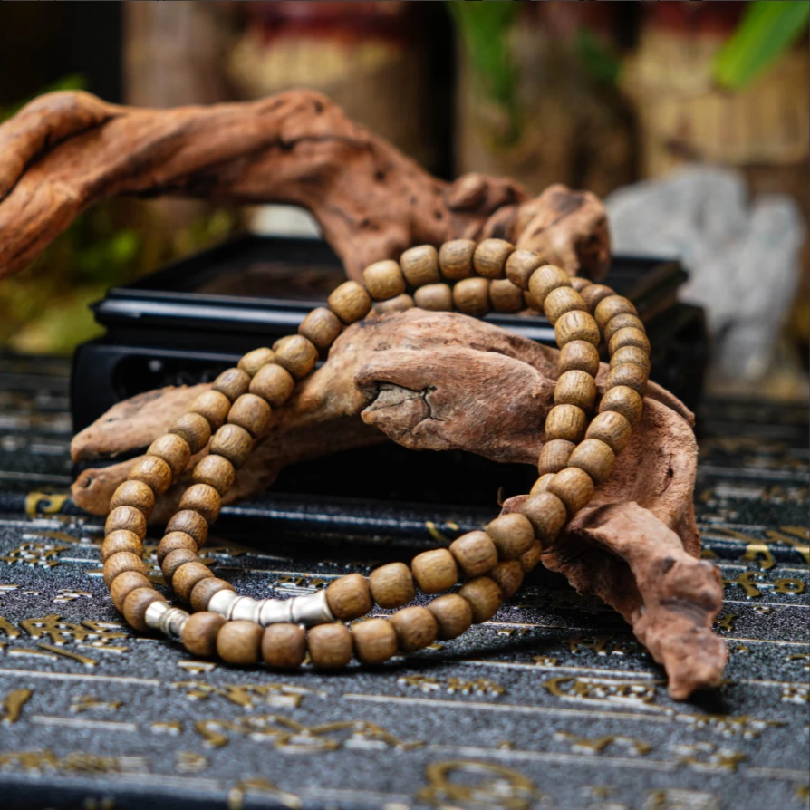 泰国登流眉沉香7mm桶珠多圈手串