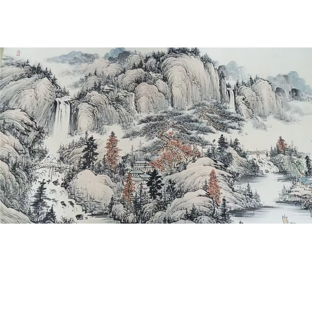 启 款山水镜片200*100约18平尺