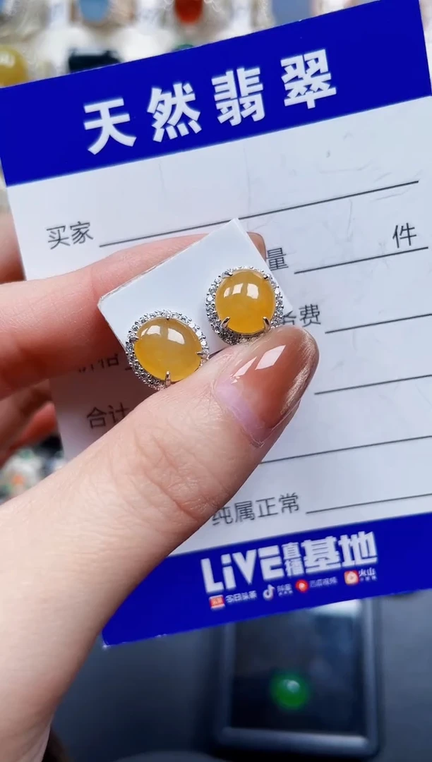 银S925镶嵌翡翠耳饰753