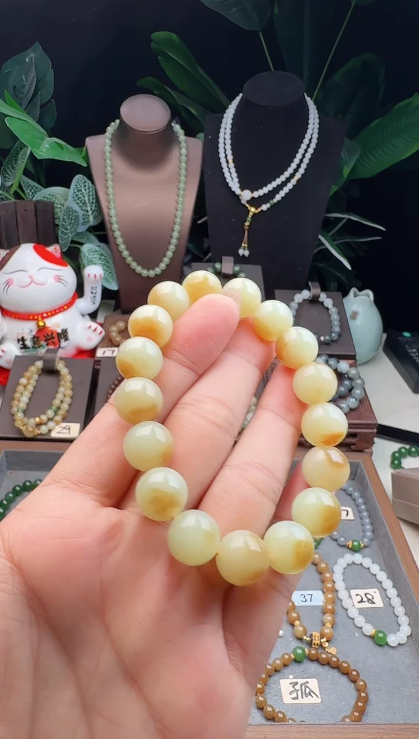 未镶嵌手串和田玉精品12m新疆且末糖白手串