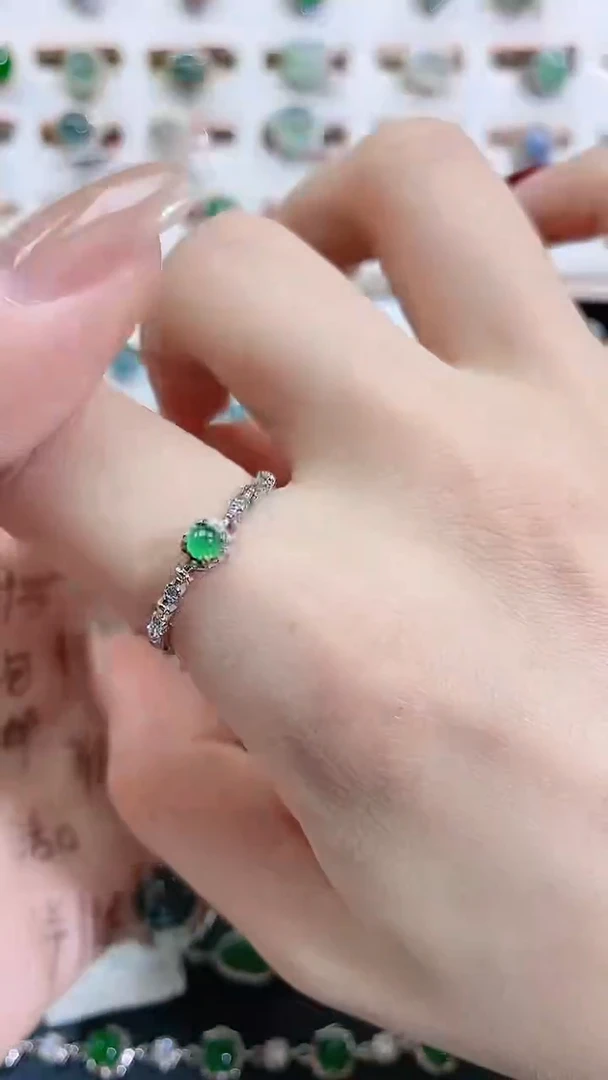 银S925镶嵌戒指翡翠天然翡翠