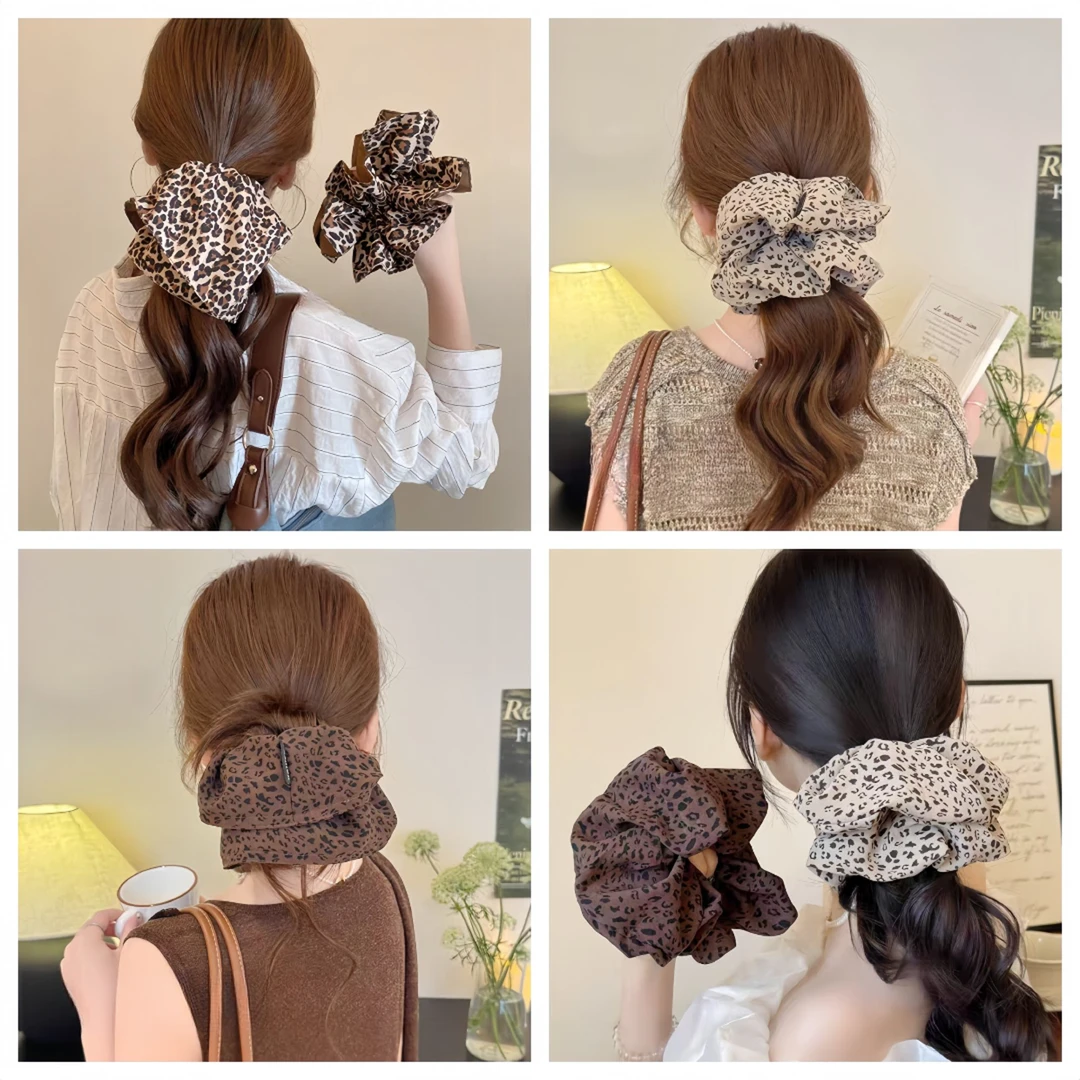 时尚洋气辣妹成人豹纹大肠发圈马尾辫发绳橡皮筋丸子头发饰头绳