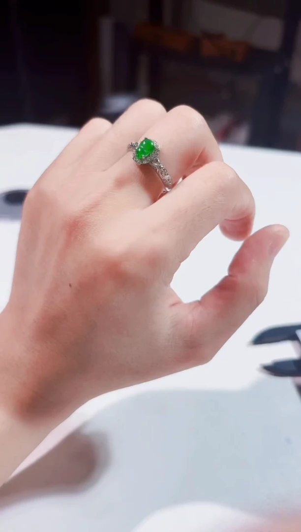 翡翠戒指14K金镶嵌天然A货翡翠a货戒指多样性发货9022