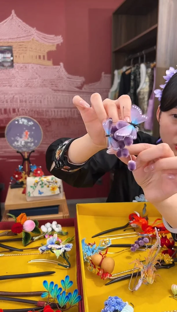 【闪购商品】刺绣 非遗绒花（发饰）