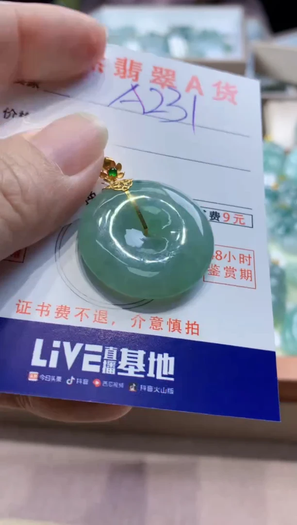 颈饰18K金镶嵌翡翠 天然缅甸a货翡翠