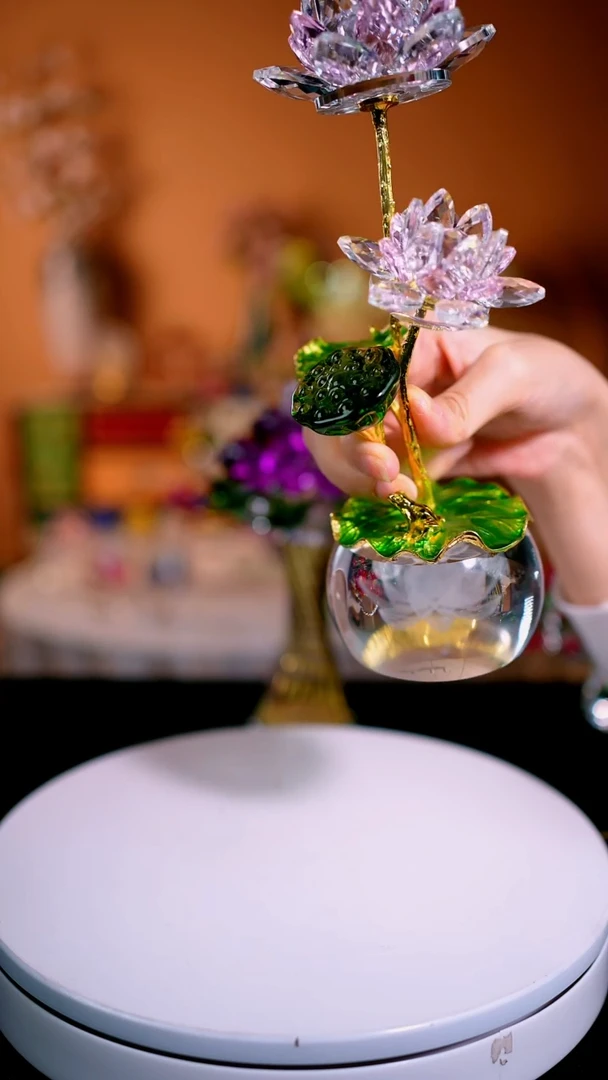 手工艺品琉璃新款帆影荷花摆件