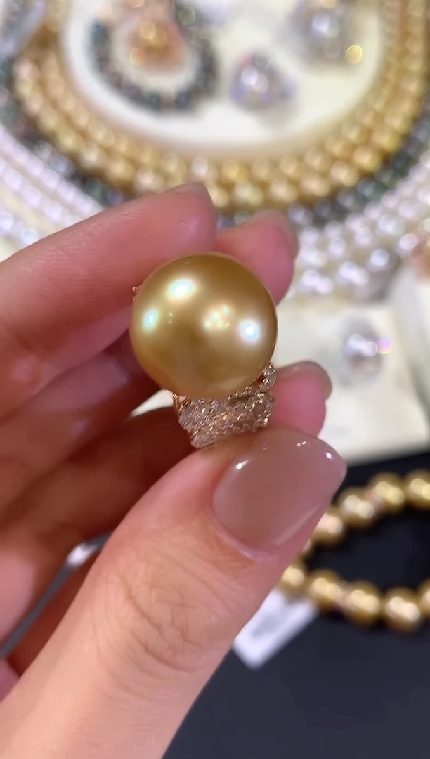 18K金镶嵌戒指海水珍珠w91
