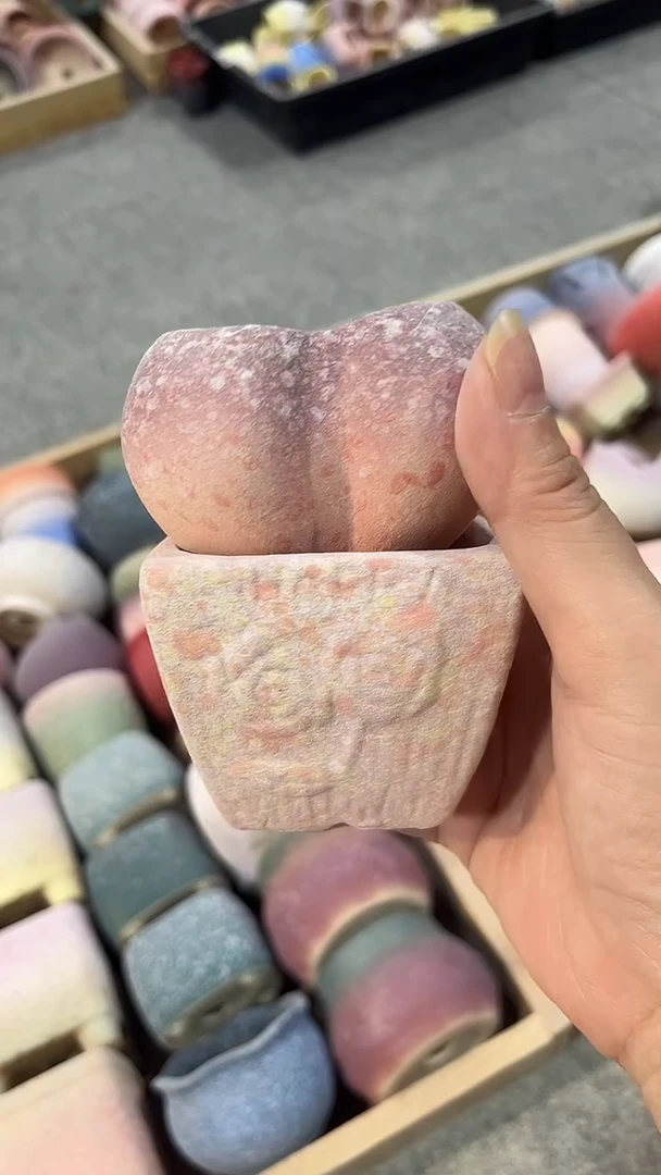 麦饭石粗陶多肉花盆两个