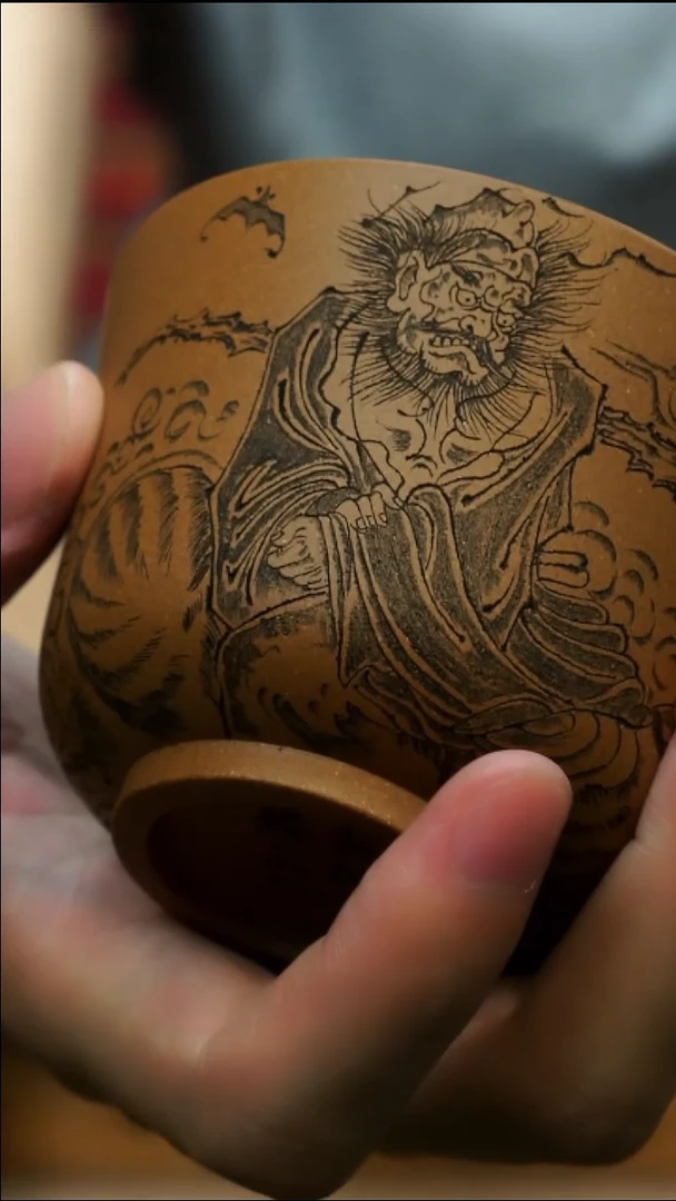 茶杯紫砂南柯记全手刻钟馗杯