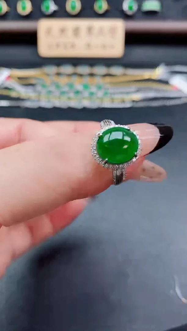 银S925镶嵌戒指翡翠1