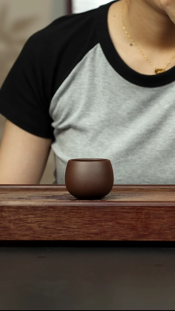 紫砂茶壶紫泥 不倒翁杯