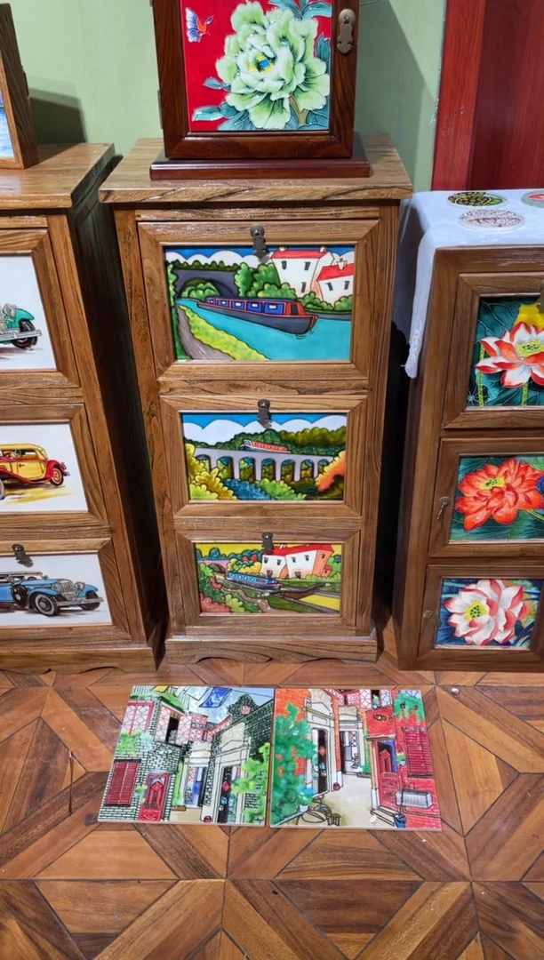 陶瓷小*猪30*30两个单瓷片弄堂/20*30彩色风景三个