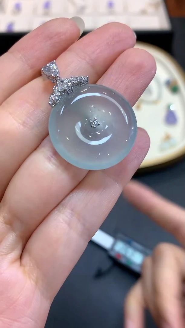 翡翠18K金镶嵌吊坠(不含链)D544|12000