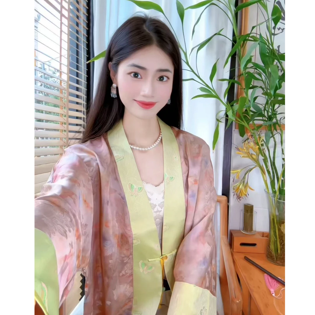 3759香云纱拼接异色萝 外套