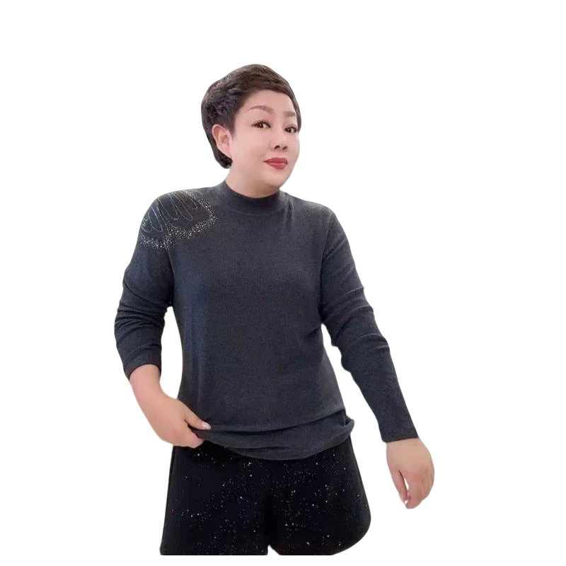 倾城3204大码寸领显瘦百搭气质洋气遮肉打底女士长袖上衣