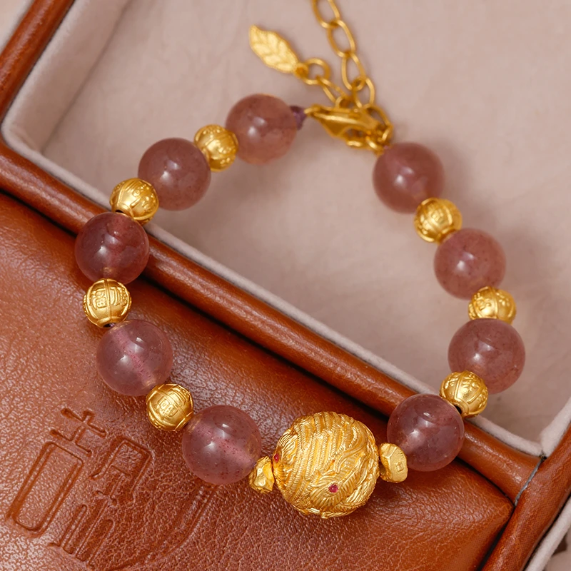 吉金佳懿非遗古法黄金手工原创足金手链手串草莓金手串