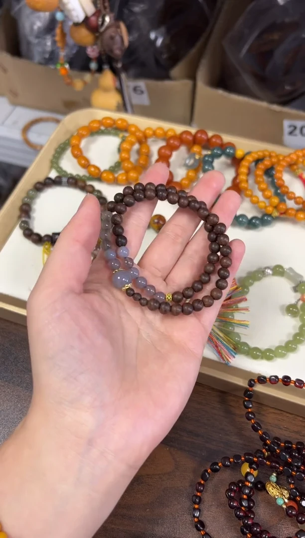 未镶嵌苏木（金丝檀）手串金丝檀木玛瑙设计款双圈[0808]