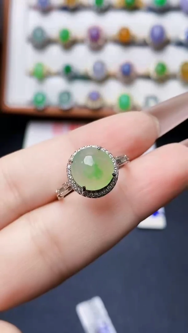 银S925镶嵌戒指翡翠0582