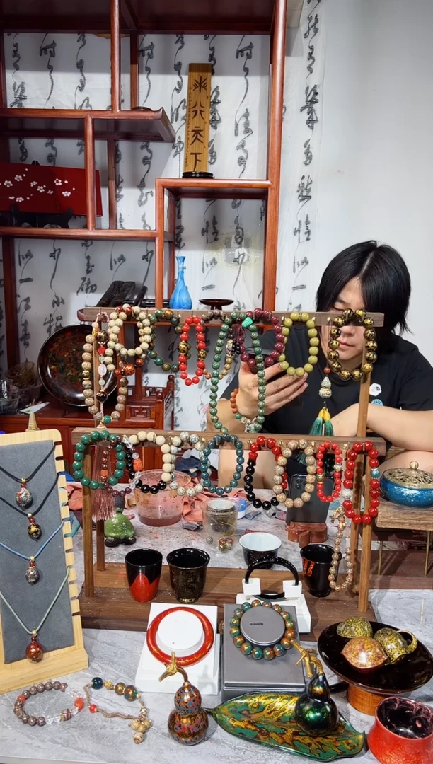 小****来非遗大漆漆器3颗闪闪珠