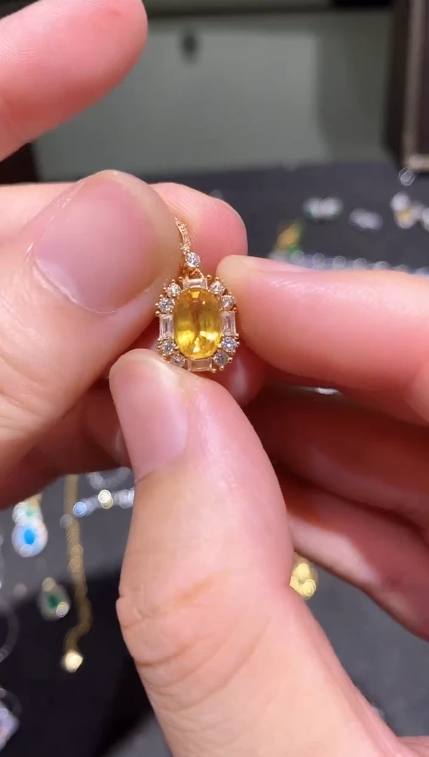 颈饰蓝宝石银S925镶嵌吊坠