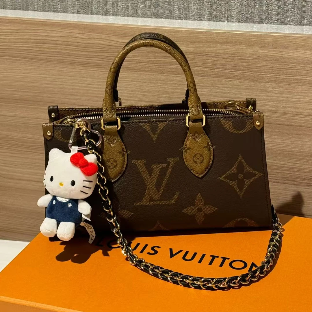 99新 LouisVuitton/路易威登 横版on the go老花芯片款43576493