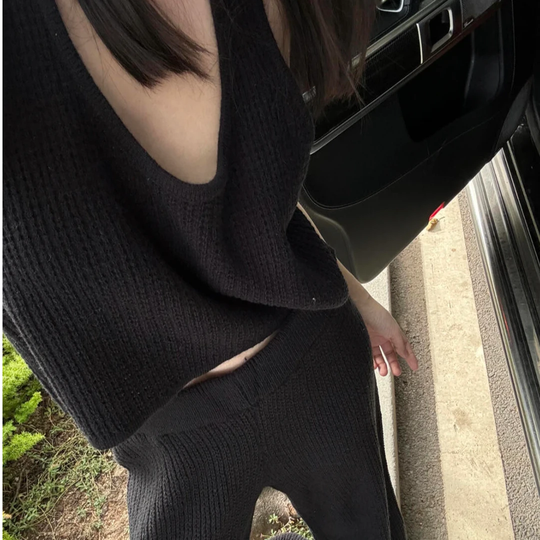 2025早秋新款时尚套装气质显瘦洋气休闲百搭针织背心休闲阔腿长裤