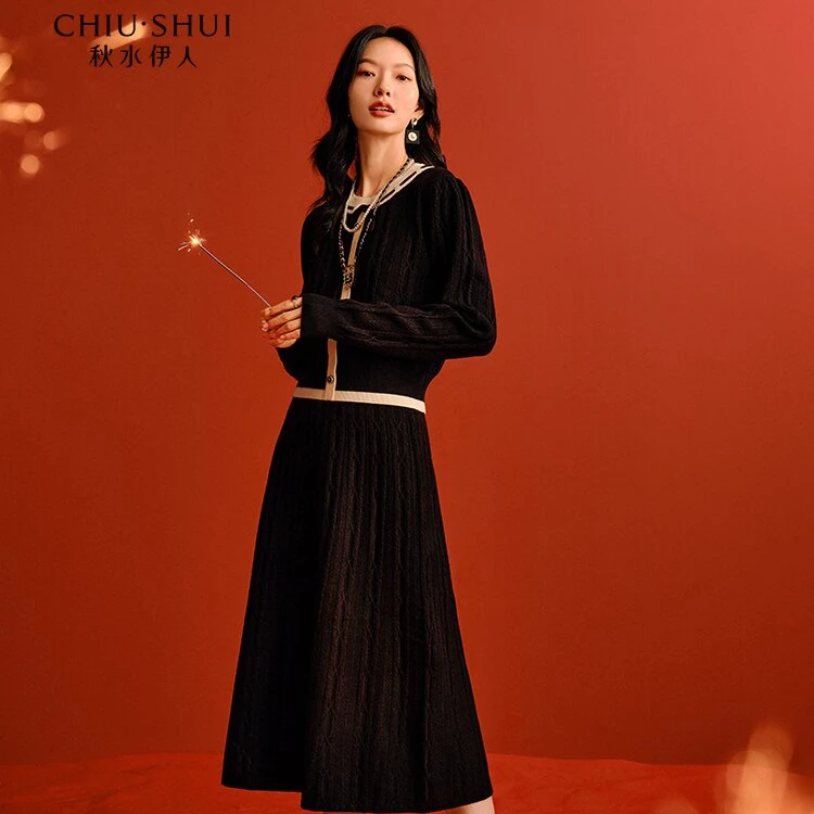 【秋季新款】秋水温柔休闲风绞花软糯针织套装圆领624408D010211