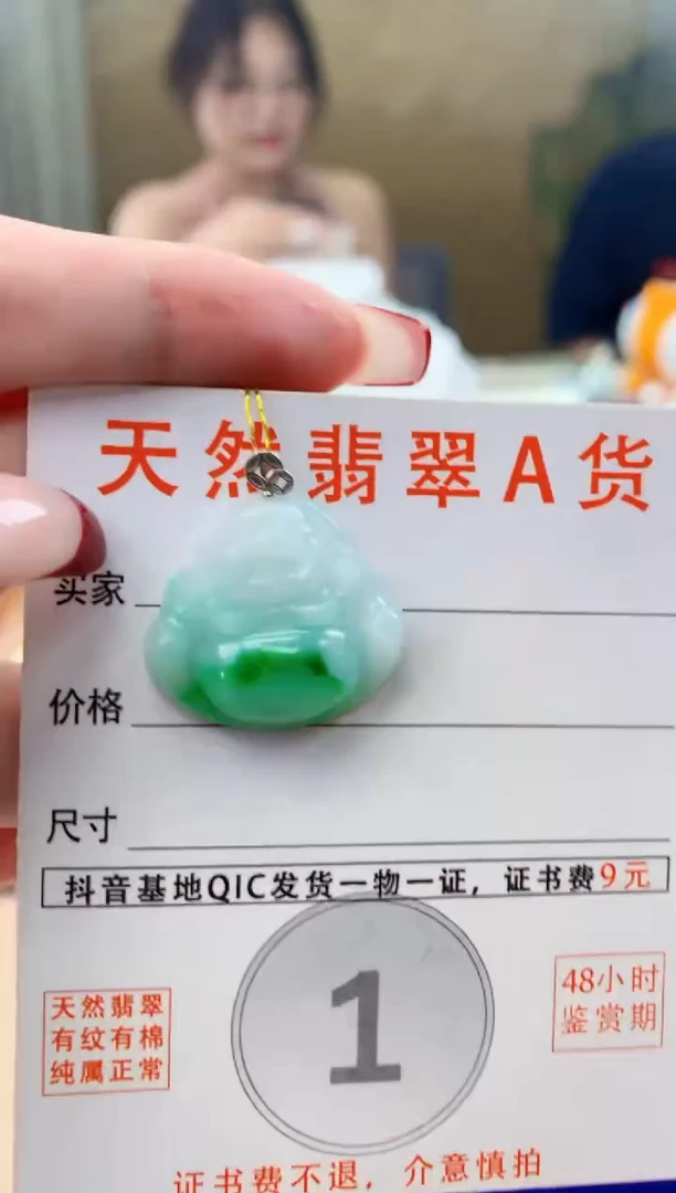 颈饰18K金镶嵌翡翠天然A货翡翠挂件