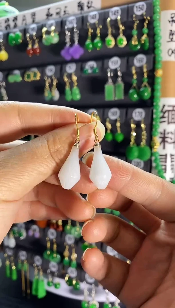 【闪购商品】和田玉耳饰银S925镶嵌06