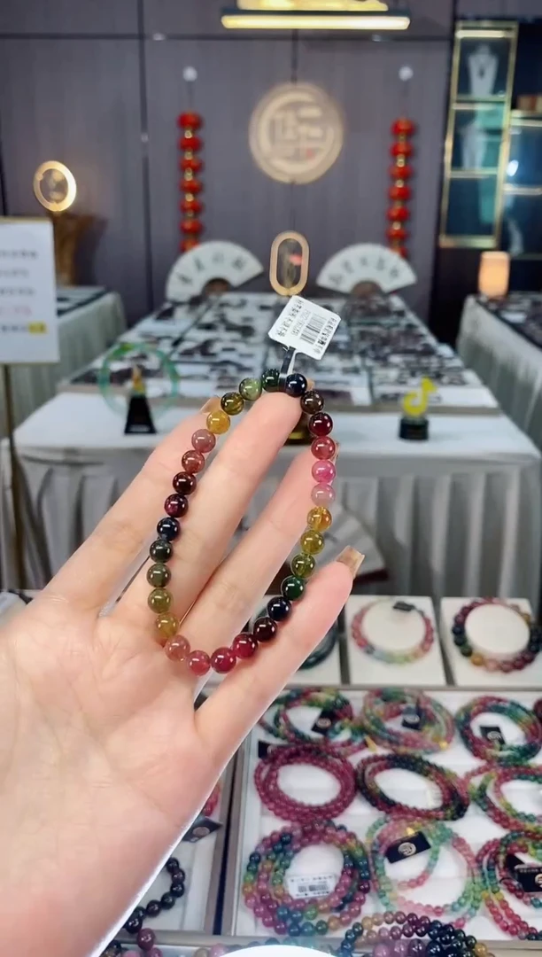 未镶嵌老矿碧玺色标单圈手串6mm+碧玺dan多样性发货一条