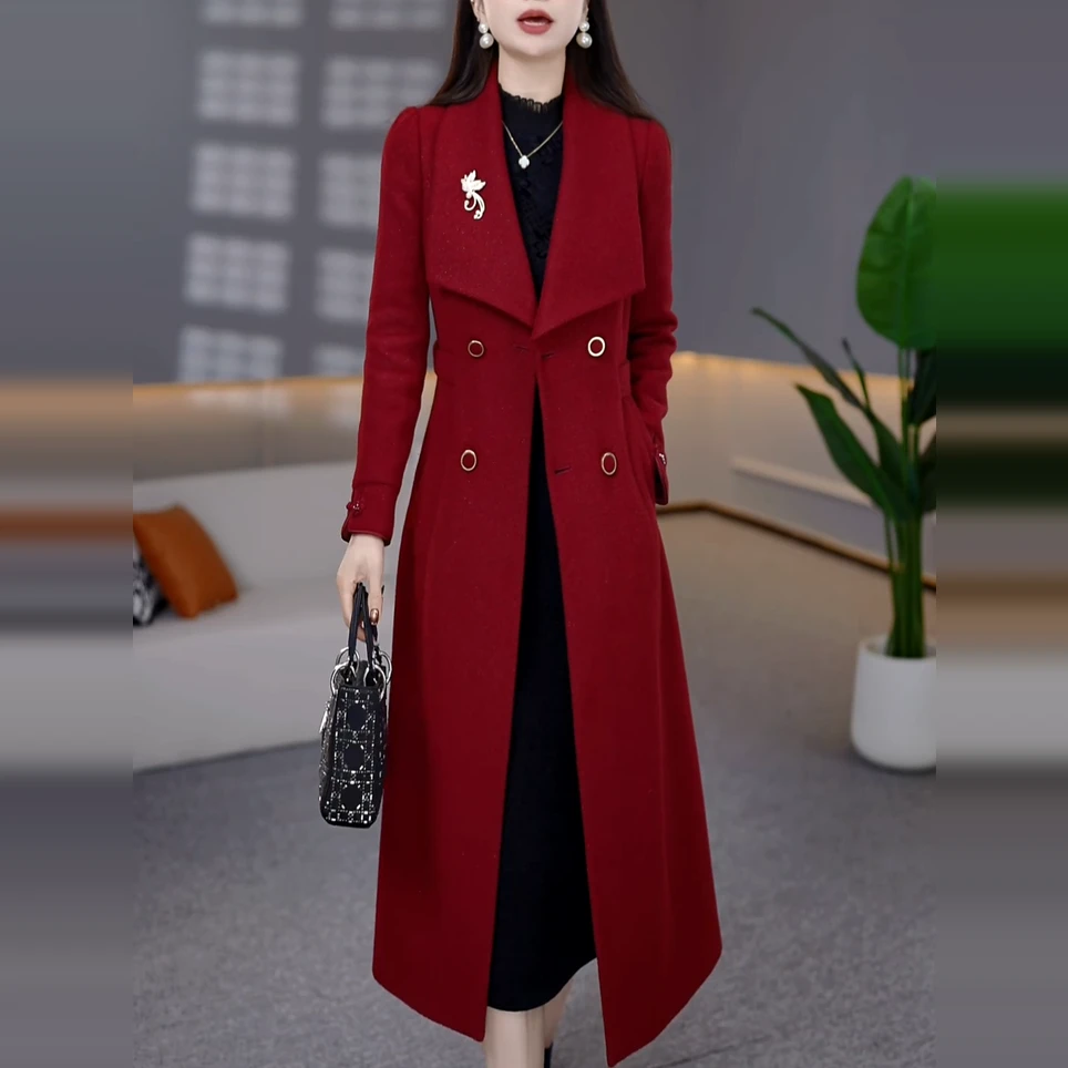 25年冬季新款加厚夹棉轻奢翻领气质保暖外套