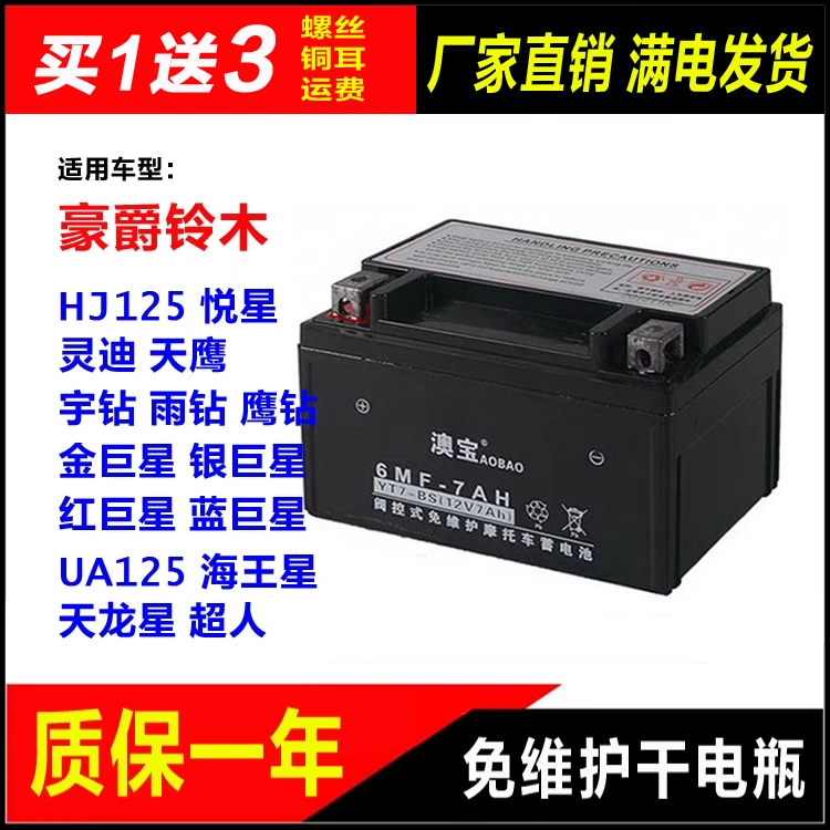 摩托车干电瓶豪爵铃木HJ125T-8金巨星 银巨星红巨星 蓝巨星蓄电池