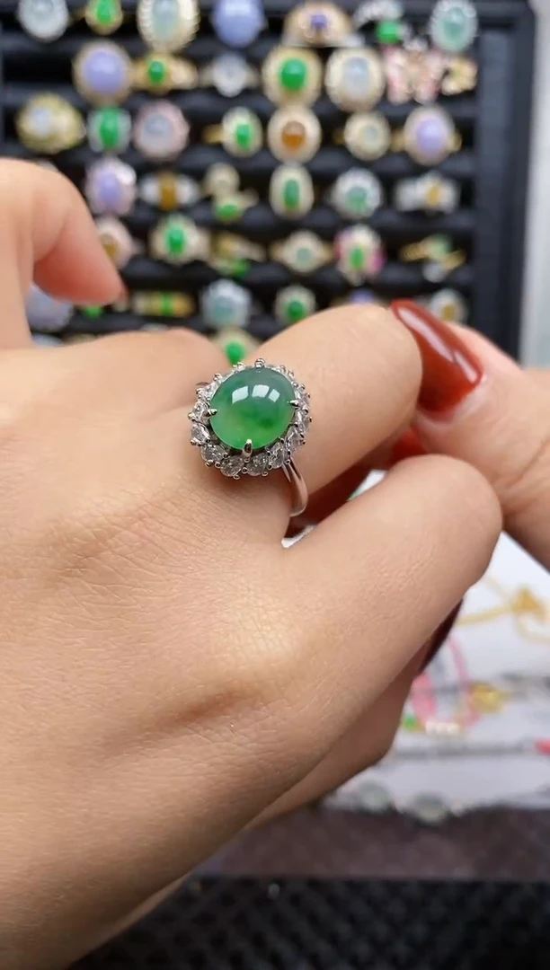 银S925镶嵌戒指翡翠73