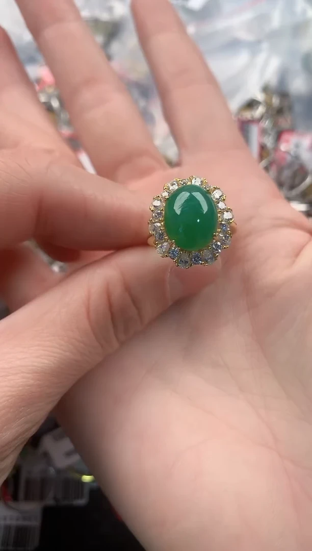 银S925镶嵌戒指翡翠111  8