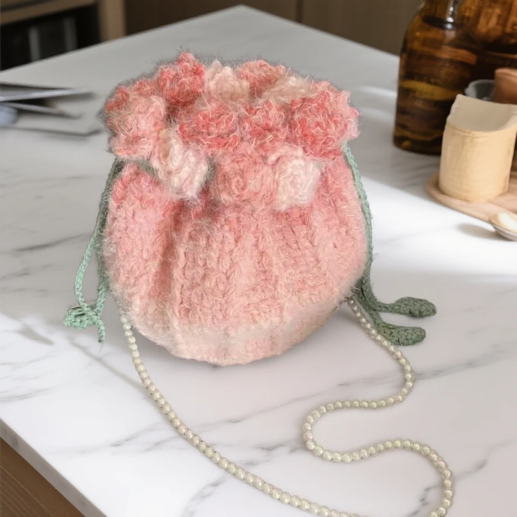 手工DIY编织桃桃莓莓粉渐变玫瑰花束包材料包送女生礼物