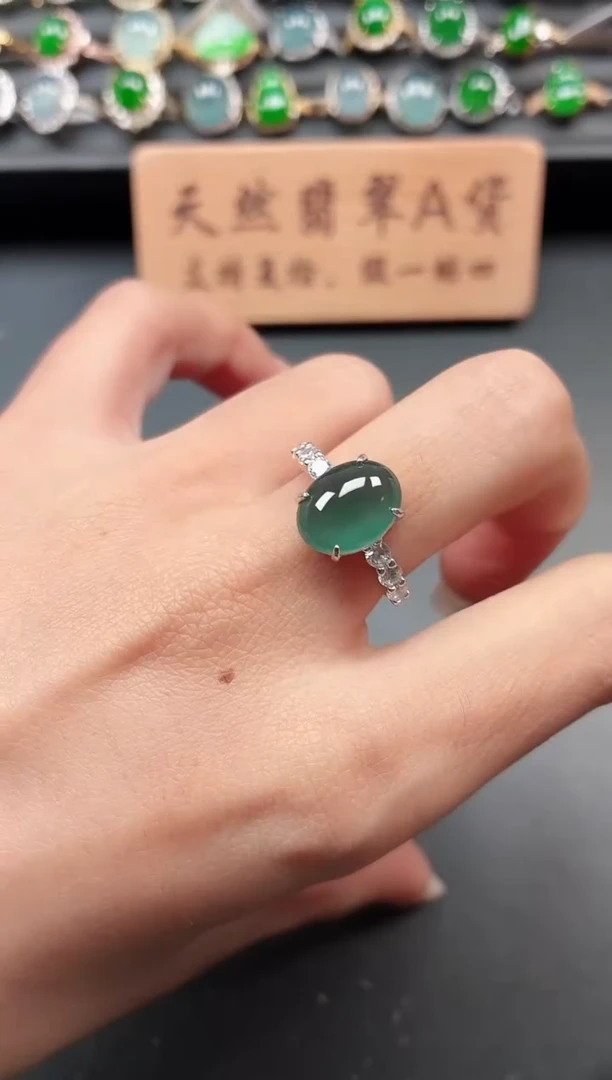 银S925镶嵌戒指翡翠11