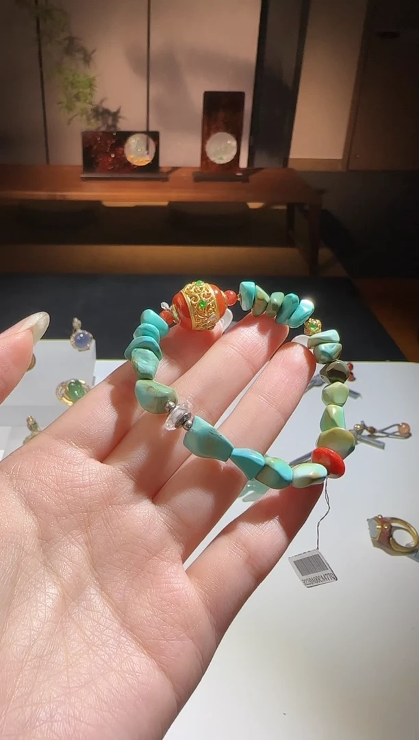 绿松石未镶嵌手串【鑫鑫】金珠小于0.5