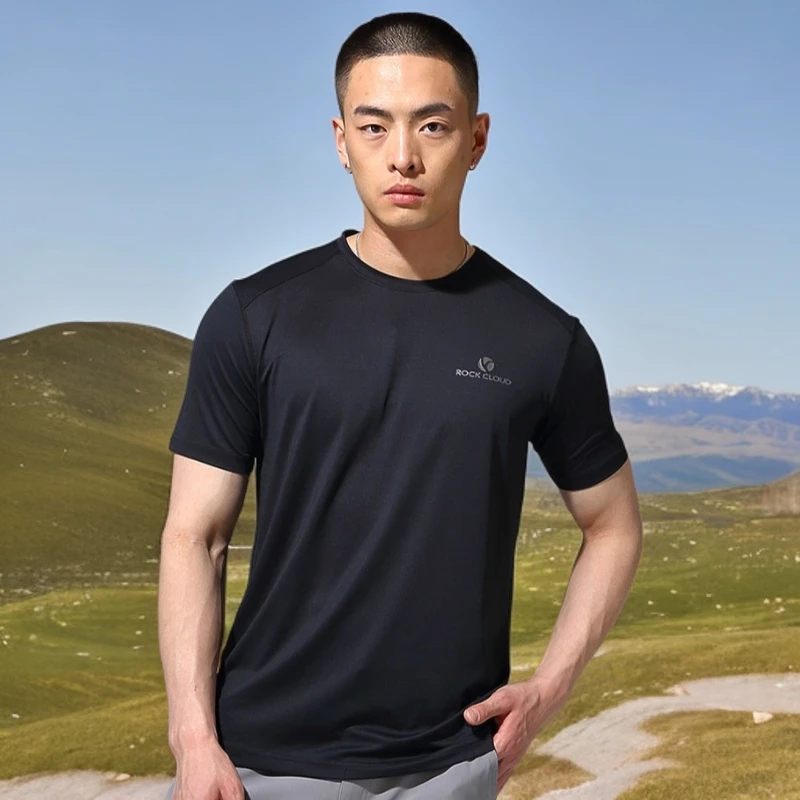 RockCloud/岩云户外运动春夏轻薄圆领速干休闲T恤男士户外短袖