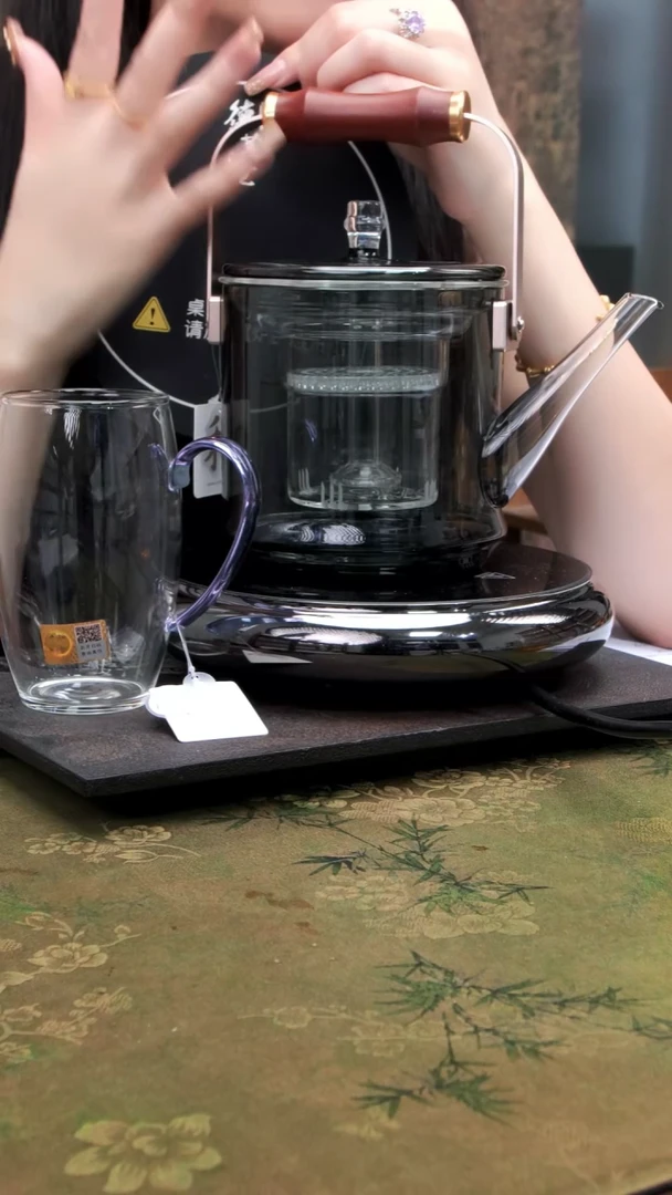 鼓韵电陶炉1300w+君若壶 烟灰+清源杯 浅紫