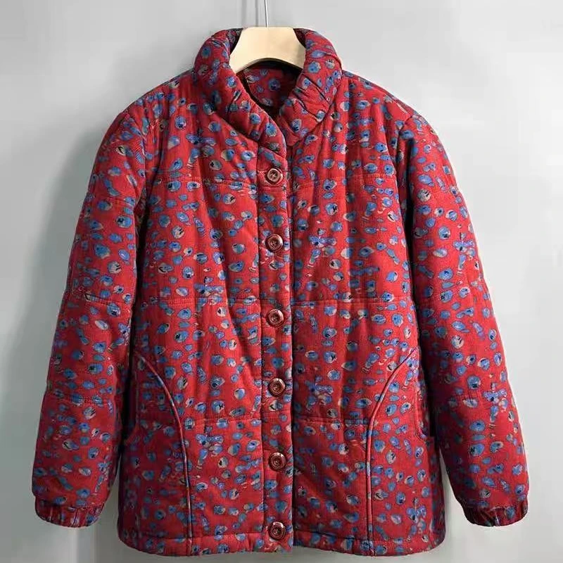 中老年冬季棉服新款加肥棉衣加绒加厚外套