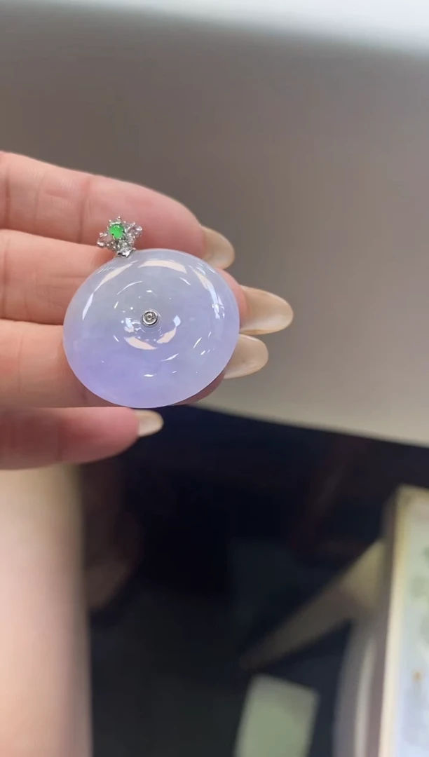 翡翠18K金镶嵌吊坠(不含链)平安扣