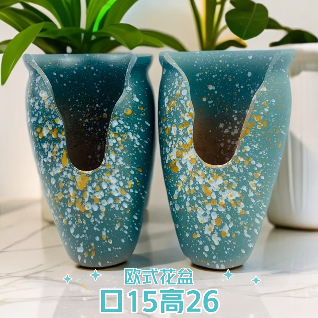1002欧式满天星V型缺口—悬崖老桩法师多肉植物花盆粗陶人工种植