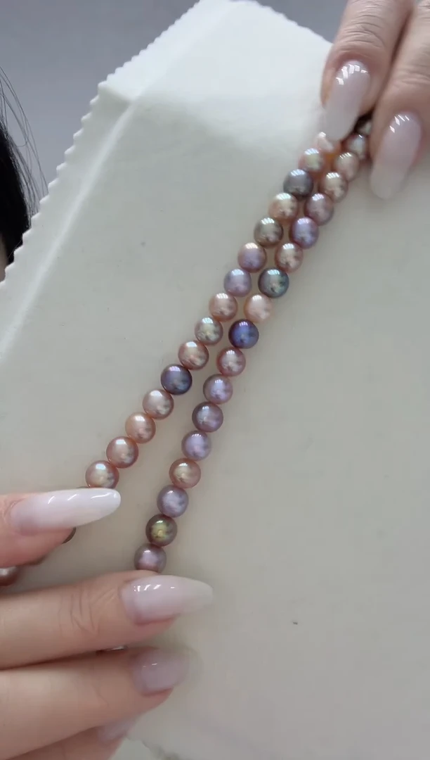 颈饰银S925镶嵌淡水珍珠炫彩糖果 无核 7.3-8.3